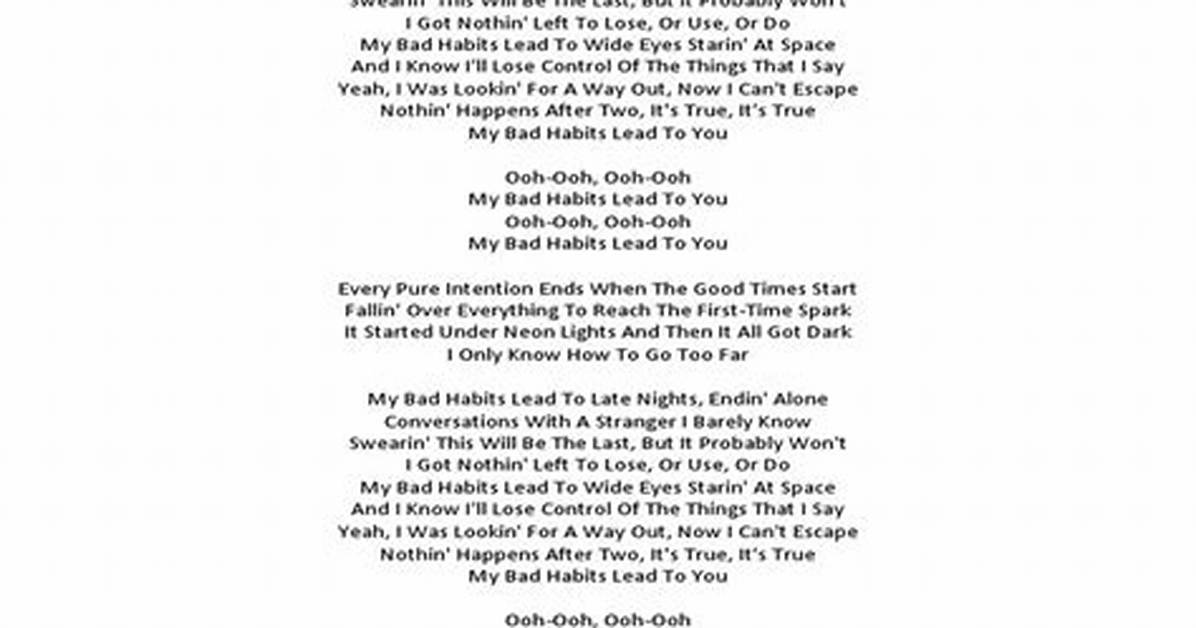 Ed Sheeran Bad Habits Lyrics
